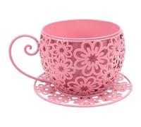 Syglawnd Teacup Planter Exquisite Unique Plant Pots for Indoor Outdoor Decor, Style 1, Iron Teacup with Hollow Floral Design