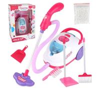 Syglawnd Toy Vacuum, Kids Cleaning Toy Set Includes Vacuum, 2 Broom, 2 Dustpan ABS with Light & Sound Battery Operated Removable Kids for Educational, Cleaning Set