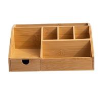 Syglawnd Wooden Desk Organizer, Bamboo Desk Organizer, Space-saving Wooden with Drawer, Storage Box, Pencil Box, Tray for Office, Home Office, 9.6 x 5.9 x 4.3in