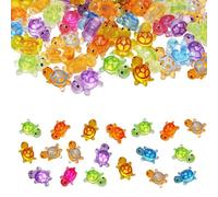 Syglitter 50 Pcs Mini Resin Animals, 9 Colors Luminous Miniature Tiny Turtle Glow in The Dark Resin Turtle Sea Turtles Figures, Mini Figures Miniature Sea Animals for Home Garden Aquarium Dollhouse De