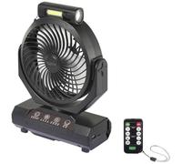 sygonix Wireless fan 4.6 W (Ø) 205 mm Black Battery operated Possible, with lighting, oscillating, with t