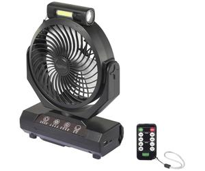 sygonix Wireless fan 4.6 W (Ø) 205 mm Black Battery operated Possible, with lighting, oscillating, with t