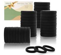 SYGY 100 PCS Black Hair Ties for Women, Cotton Seamless Thick Hair Bands, No Crease No Damage for Thick/Thin Hair, Soft Elastic Hair Ties Ponytail Holders Hair Accessories