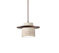 SYGZMY Japanese Style Wabi-sabi Style Natural Stone Pendant Light Round Vintage Art Hanging Light with E27/26 Base Three-Color Dimmable Pendant Lamp for Homestay Bedroom Bar Dining Room(Walnut Color)