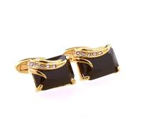 SYGZMY Men's French Shirt Cufflinks Zircon Crystal Cufflinks Real Gold Cuff Nails Jacket(black-Blue Exorcist1)