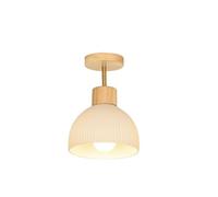 SYGZMY Modern Wood Semi Flush Mount Ceiling Lamps Three-Color Dimmable Ceiling Light E27 Glass Close to Ceiling Lights for Study Kitchen Corridor Balcony Foyer(Wood Color)