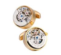 SYGZMY Movement Cufflinks Gear Precision Carved Automatic Gold Mechanical French Shirt Cufflinks Men's Sleeve Nails(black-Blue Exorcist1)