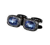 SYGZMY Vintage Pattern Diamond Crystal Cufflinks French Shirt Dress Men's Cuff Cuff Nails(black-Blue Exorcist1)