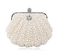 SYGZMY Women Evening Bags Diamonds Pearl Chain Shoulder Handbags Party Wedding Day Clutch Purse(D)
