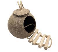 SYH&AQYE 2pcs Coconut Bird Nest Hut with Ladder, Coconut Hide with Ladder, Coconut Bird Shell Breeding Nest for Parrot Parakeet Lovebird Finch Canary