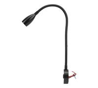SYH&AQYE 3W LED Reading Light, Wall Mounted Book Lamp with 360° Flexible Gooseneck, 3 Color Adjusting Dimmable Book Light for Camping Trailers Caravans Yachts Boats(Black)