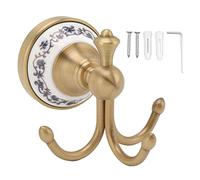 SYH&AQYE Vintage Style Wall Mounted Towel Hooks, Antique Brass Bathroom Robe Coat Hanger with Brushed Double Hooks for Living Room