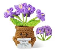 Syhdfxknp 1 x Pocket Hug Crochet Flowers Positive Gifts Emotional Support Knitted Purple Forget Me Not Get Well Gifts Thank You Gift for Women Girlfriend for Colleague