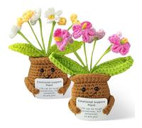 Syhdfxknp 2 Piece Pocket Hug Crocheted Flowers Positive Gifts Emotional Support Forget-Me-Not Get Well Soon Gifts Thank You Gift Beautiful THAT You Exist Gift Desk Decor