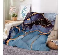 Syhi Mdse Blue Marble Pattern Blankets for Sofa Couch Bed, Retro Aesthetics Soft Fluffy Flannel Double Blanket, Warm Cosy Fleece Blanket Throw, 3d Blanket for Kids Adults 180x220 cm