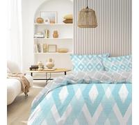 Syhi Mdse Fresh Neutral King Size Duvet Cover Sets - Soft and Comfortable Bedding Sets 3pcs - Geometric Modern Quilt Covers King Size and 2 Pillowcases - 230x220 cm - Blue Gray