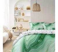 Syhi Mdse Light Green King Size Duvet Cover Sets - Soft and Comfortable Bedding Sets 3pcs - Marble Quilt Covers King Size and 2 Pillowcases - 230x220 cm - Abstract Striped