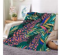 Syhi Mdse Traditional Dark Green Throws for Sofa Couch Bed, Vintage Botanical Print Warm Cosy Fleece Throw Blanket, Soft Fluffy Flannel Double Blanket, Blankets for Kids Adults 150x200 cm