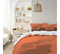 Syhi Mdse Transitional King Size Duvet Cover Sets - Soft and Comfortable Bedding Sets 3pcs - Abstract Stripes Quilt Covers King Size and 2 Pillowcases - 230x220 cm - Terracotta Brown
