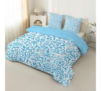 Syhi Qlty Blue Coverless Duvet Single 7.5 Tog Reversible Kids, Printed Pattern Comeforter Set for All Season Lightweight Machine Washable Single Quilt 135x200 with Pillowcase 50x75cmH72