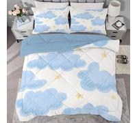 Syhi Qlty Blue Coverless Queen Size Duvet Reversible Abstract pattern Comeforter Set for All Season, Lightweight Machine Washable Stars Single Quilt 228x228cm with Pillowcase 50x75cm AL183