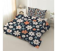 Syhi Qlty Blue Flowers Double Duvet - Green Leaf Plants Comforter Sets for all Seasons - Reversible Coverless Duvet Double Quilt Soft lightweight and Washable - Double 200x200cm H215