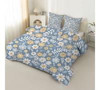Syhi Qlty Blue Flowers Double Duvet - Leaf Plants Comforter Sets for all Seasons - Reversible Coverless Duvet Double Quilt Soft lightweight and Washable - Double 200x200cm H233