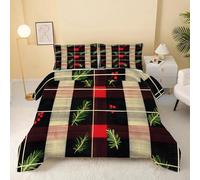 Syhi Qlty Christmas holly leaves Queen Size Duvet - Red Houx de Noël Comforter Sets - Reversible Coverless Duvet Queen Quilt Soft lightweight and Machine Washable - Queen 228x228cm V45