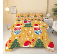 Syhi Qlty Christmas party Double Duvet - Yellow Fête de Noël Comforter Sets - Reversible Coverless Duvet Double Quilt Soft lightweight and Machine Washable - Double 200x200cm V77