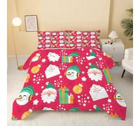 Syhi Qlty Christmas snowman Coverless Duvet Single 4.5 Tog Reversible Kids, Red Bonhomme de neige de Noël Comeforter Set for All Season Lightweight Machine Washable Single Quilt 135x200 V88