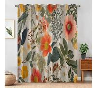 Syhi Qlty Country Vintage Blackout Curtains - Thermal Curtains Eyelet - Natural Elements Pink Floral Curtains 66 x 54, 54 2 Panels Set, Window Drapes for Bedroom Living Room, Y38