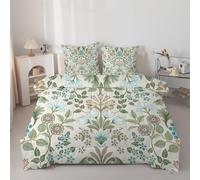 Syhi Qlty Florals Duvet Double - Retro Coverless Duvet 7.5 Tog with prints Comforter Set Machine Washable for Autumn Summer, 1 Soft Lightweight Quilt Double 200x200cm with 2 Pillowcases AZ71