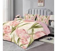 Syhi Qlty Fresh Floral Pattern Coverless Double Duvet ReversibleBotanicals Comeforter Set for All Season, Lightweight Machine Washable Green Color Single Quilt 200x200cm with Pillowcase 50x75cm AL130