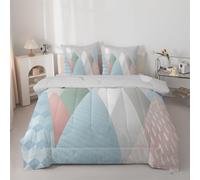 Syhi Qlty Geometric Pattern Duvet Double - Gray Coverless Duvet 7.5 Tog with Retro Comforter Set Machine Washable for Autumn Summer, 1 Soft Lightweight Quilt Double 200x200cm with 2 Pillowcases AZ111