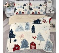 Syhi Qlty Green pine trees Coverless King Size Duvet Reversible Cartoon Comeforter Set for All Season, Lightweight Machine Washable Brown Single Quilt 230x220cm with Pillowcase 50x75cm AL138