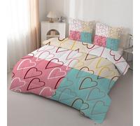 Syhi Qlty Heart Queen Size Duvet - Suitable for girls Multicoloured Comforter Sets for all Seasons - Reversible Coverless Duvet Queen Quilt Soft lightweight and Machine Washable - Queen 228x228cm J30