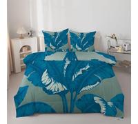 Syhi Qlty Retro Double Duvet - Palm Reversible Coverless Leaves Blue Duvet Double Quilt Soft lightweight Comforter Sets for all Seasons and Machine Washable - Double 200x200cm AZ92
