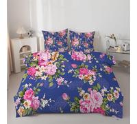 Syhi Qlty Retro Duvet Double - Floral Coverless Duvet 7.5 Tog with Pink Comforter Set Machine Washable for Autumn Summer, 1 Soft Lightweight Quilt Double 200x200cm with 2 Pillowcases AZ95