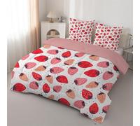Syhi Qlty Strawberries Queen Size Duvet - Strawberries Cartoon Reversible Coverless Duvet Queen Quilt Soft lightweight Comforter Sets for all Seasons and Machine Washable - Queen 228x228cm J137