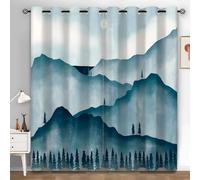 Syhi Qlty Valley Tree Blackout Curtains for Living Room Bedroom Thermal Eyelet - Fog Retro Curtains 46 x 54, 54 Drop Window Drapes, 2 Panels, AL20