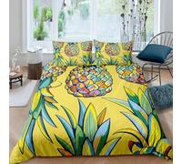 Syhi Qlty Yellow Duvet Cover - Colorful Super King Duvet Cover - Pineapple Tropical Patterns Bedding Sets with Zipper Closure Soft Microfiber and 2 Pillowcases - Superking 260x220 cm V199