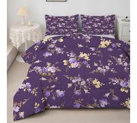 SYHIEGO Lavender Super King Duvet, Leaf Coverless Duvet, Microfiber Soft Bed Quilt for All Seasons Reversible Branch Comforter With 2 Pillowcases, Machine Washable Duvet Super King Size 260x220cmA311