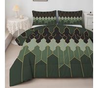 SYHIEGO Marble Geometric King Size Duvet, Green and Black Coverless Duvet, Microfiber Quilt for All Seasons Reversible Comforter With 2 Pillowcases, Washable Duvets King Size 230x220cm, A-6