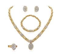 SYHOL Gold Jewelry Set for Women 18K Gold/Silver Filled Necklace, Wedding Bridal Fashion Jewelry Set Accessories Bracelets Earrings and Rings Sweetheart Gifts