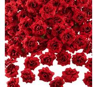 Syhood 100 Pieces 1.77" Red Artificial Roses Head Bulk Small Silk Fake Rose Buds for Decoration, DIY Crafts, Wedding Centerpieces Bridal Shower Party Home Garland Decor