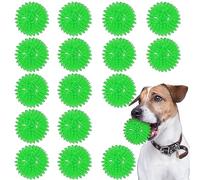 Syhood 16 Pack Squeaky Dog Balls 2.5'' Spiky Dog Ball Toys TPR Rubber Balls Squeaky Spike Chew Ball for Teething Interactive Fetch Toys for Small Medium Puppy Pet(Green)