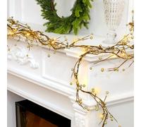 Syhood 2 Pcs Christmas Berry Lighted Garlands Artificial Lighted Champagne Berry Vine Strings 6 ft Christmas Garlands Battery Operated for Xmas Winter Fireplace Mantel Table Indoor Outdoor Decors
