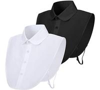 Syhood 2 Pieces Fake Collar Detachable Dickey Collar Women's Half False Shirt Blouse for Women Decorative Favors(Adult Size,White, Black)