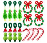 Syhood 24 Sets Christmas Crafts for Adults Christmas Beaded Ornament Kit Including 6 Green Monsters 6 Xmas Trees 6 Candy Canes 6 Wreaths, DIY Xmas Ornaments Kits (Assembly Needed)