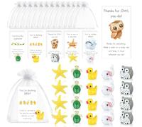 Syhood 30 Sets Thank You Inspirational Gifts Animal Ornaments Bulk Starfish Turtle Duck Whale Owl Thank You Card Organza Bags Employee Appreciation Gift for Christmas Teacher Graduation Staff Coworker